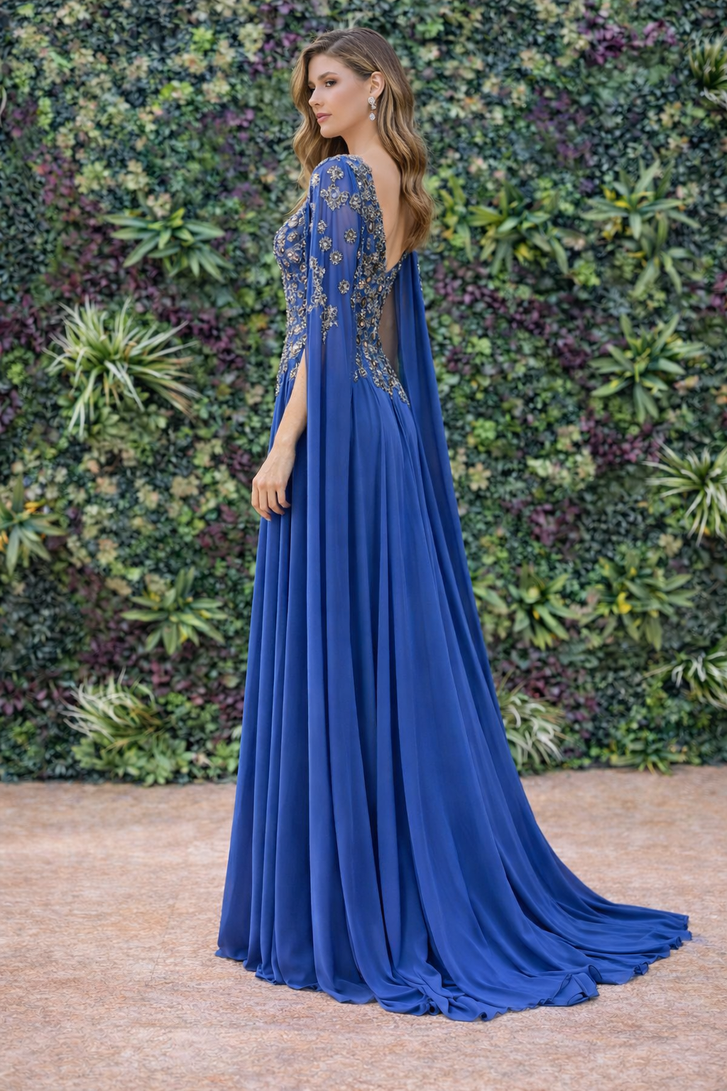 Beautiful Embellished Cape Gown – Elegant Evening & Formal Dress