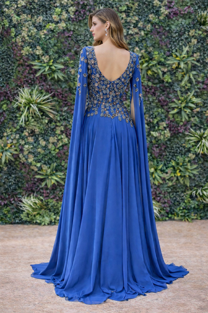 Beautiful Embellished Cape Gown – Elegant Evening & Formal Dress