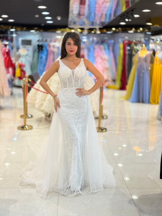 Elegant Lace V-Neck Bridal Gown