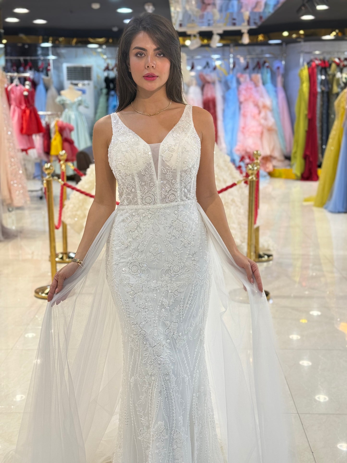 Elegant Lace V-Neck Bridal Gown