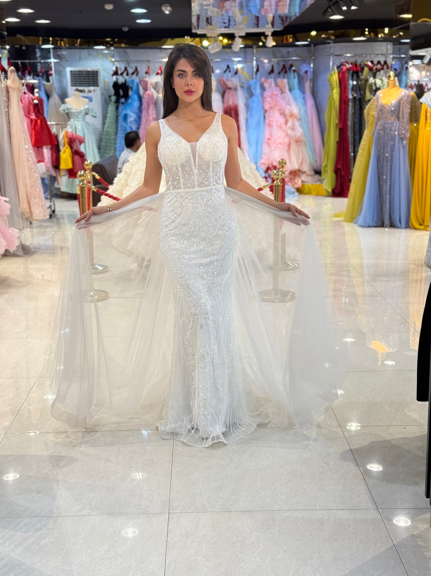 Elegant Lace V-Neck Bridal Gown