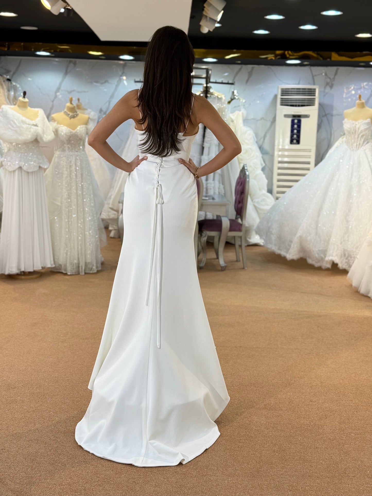 Elegant Draped White Bridal Gown