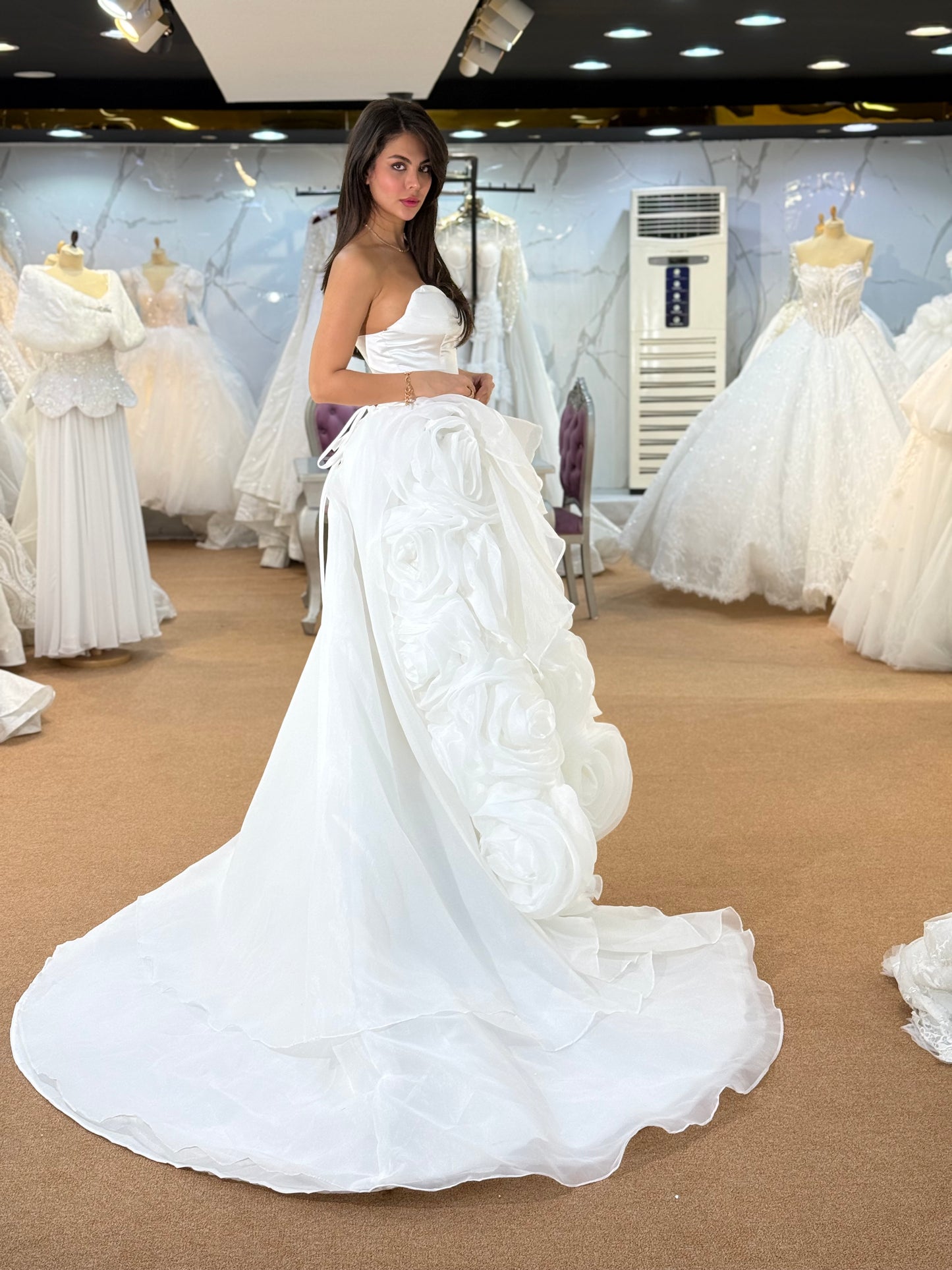 Elegant Strapless Floral Bridal Gown