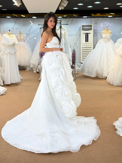 Elegant Strapless Floral Bridal Gown