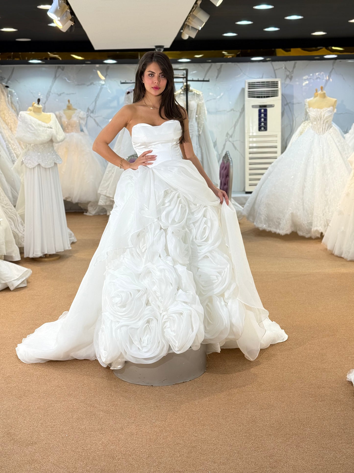 Elegant Strapless Floral Bridal Gown