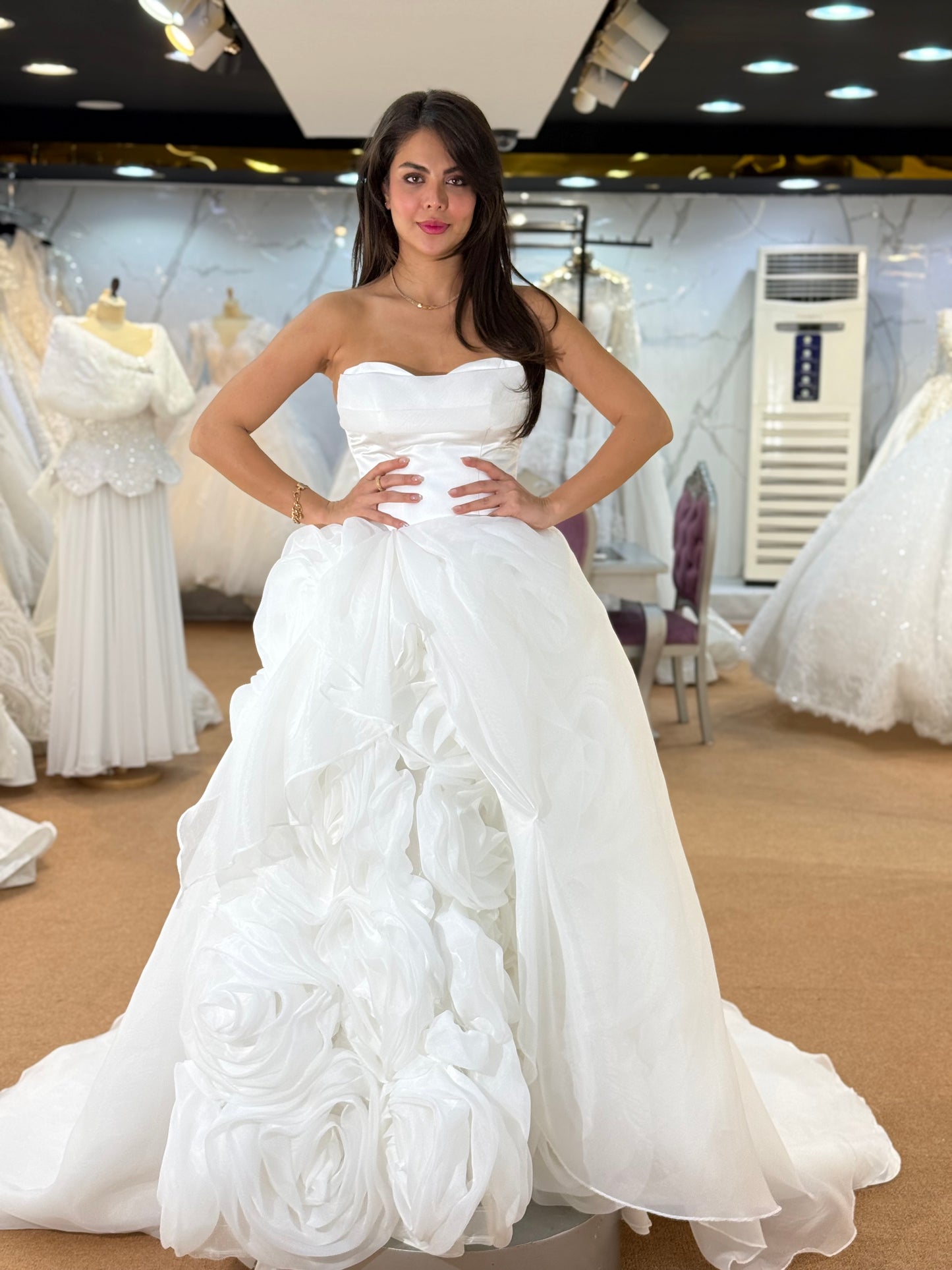 Elegant Strapless Floral Bridal Gown