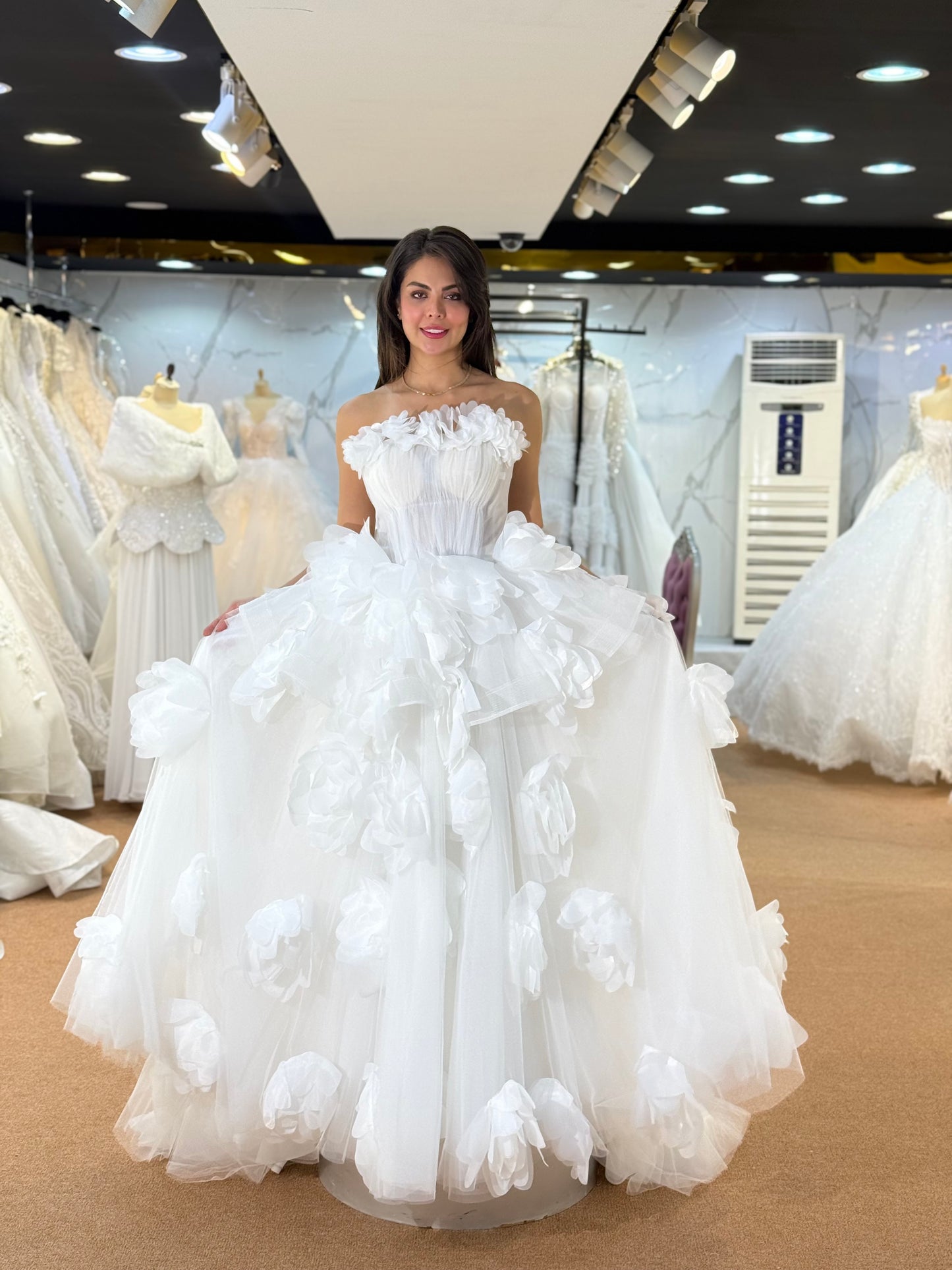 Elegant Strapless Floral Bridal Gown