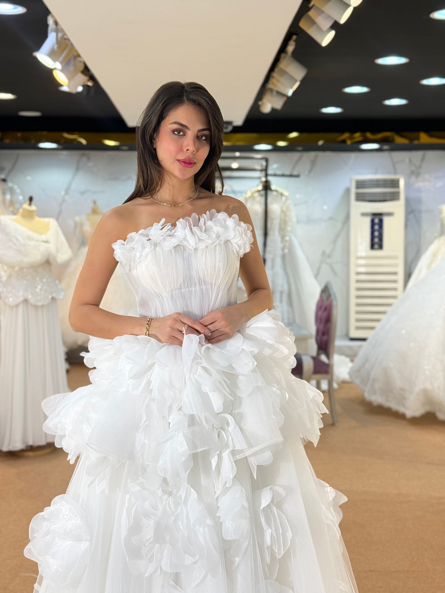 Elegant Strapless Floral Bridal Gown