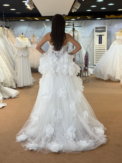 Elegant Strapless Floral Bridal Gown